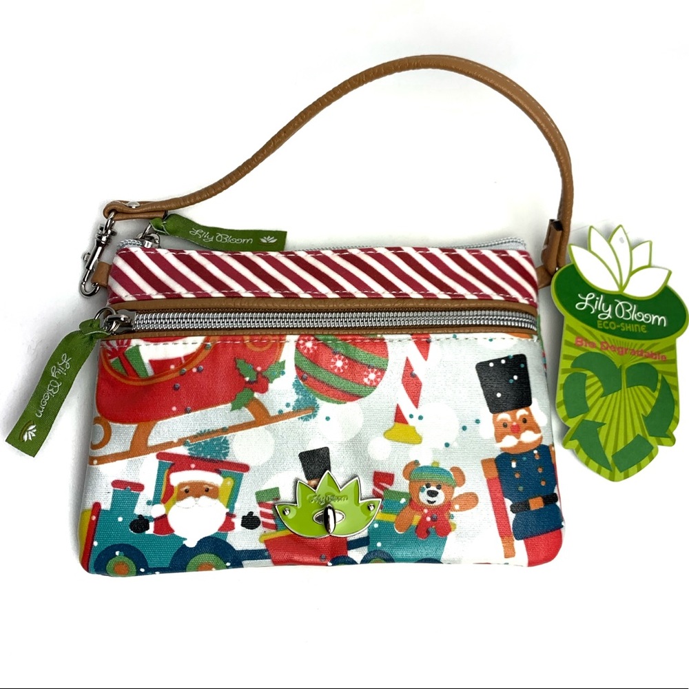 Lily Bloom Christmas Print Zipper Clutch Wristlet